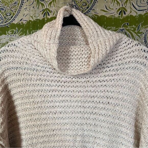 Aerie Beige Open Knit Wool Blend Cowl Neck Sweater Size Small - Picture 3 of 14